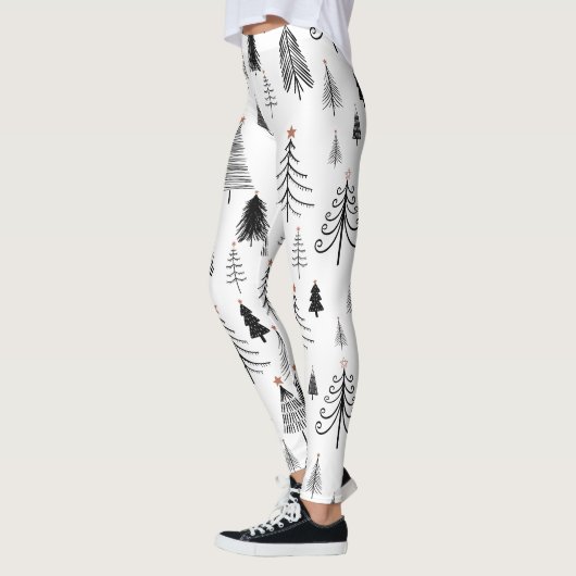 Zwart wit kerstboompatroon leggings (Links)