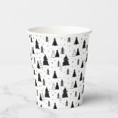 Zwart-wit kerstboompatroon papieren bekers (Rechts)