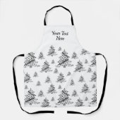 Zwart-wit kerstboompatroon schort (Voorkant)