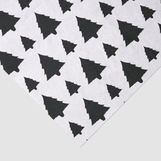 Zwart-wit kerstboompatroon tissuepapier (Detail)