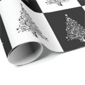 Zwart wit kerstboompatroonpatroonant cadeaupapier (Rol Hoek)