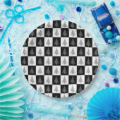 Zwart wit kerstboompatroonpatroonant papieren bordje (Feest)