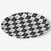 Zwart wit kerstboompatroonpatroonant papieren bordje (Gekanteld)