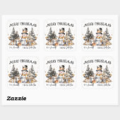 Zwart Wit Kerstcadeau Labelsticker Vierkante Sticker (Vel)