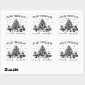 Zwart Wit Kerstcadeau Tag Sticker (Vel)