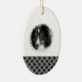 Zwart-wit kerstcadeaufotosjabloon voor op maat gem keramisch ornament (Rechts)