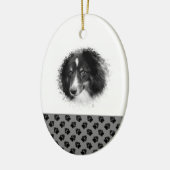 Zwart-wit kerstcadeaufotosjabloon voor op maat gem keramisch ornament (Links)