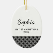 Zwart-wit kerstcadeaufotosjabloon voor op maat gem keramisch ornament (Achterkant)