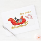 Zwart wit kerstcadeautje rechthoekige sticker (Envelop)