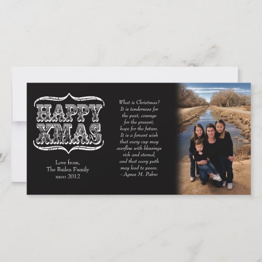  zwart-wit kerstfotokaart feestdagenkaart (Voorkant)