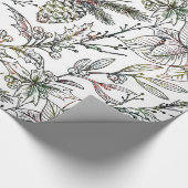 Zwart-wit kerstHolly-patroon Cadeaupapier (Hoek)