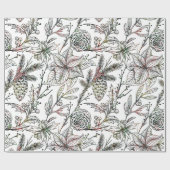 Zwart-wit kerstHolly-patroon Cadeaupapier (Vlak)