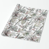 Zwart-wit kerstHolly-patroon Cadeaupapier (Uitgerold)