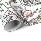Zwart-wit kerstHolly-patroon Cadeaupapier (Rol Hoek)