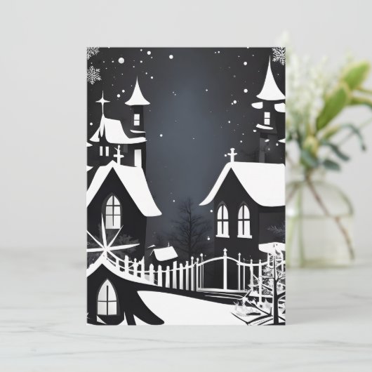 Zwart-wit Kerstkaart (Staand voorkant)