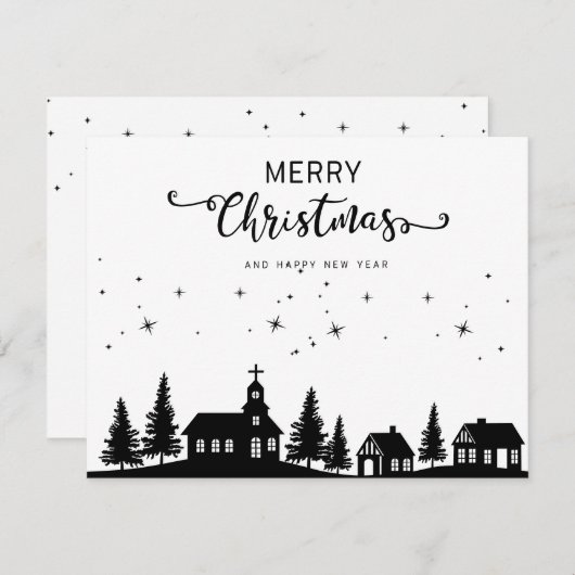 Zwart-wit kerstkaart (Voorkant / Achterkant)