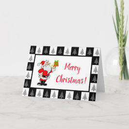 Zwart-wit, Kerstkaart opgevouwen Kaart