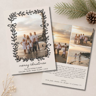 Zwart & Wit Kerstkrans 4 Foto Feestdagenkaart