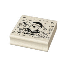 Zwart-wit Kerstman met Reinders