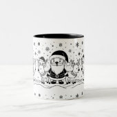 Zwart-wit Kerstman met Reinders Tweekleurige Koffiemok (Center)