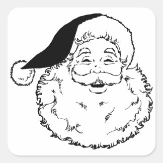  zwart & wit kerstman vierkante sticker