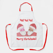 Zwart-wit Kerstman Vrolijk Kerstfeest schorten (Voorkant)