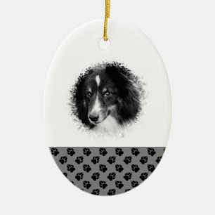 Zwart & Wit Kerstmis Aangepaste Foto Template voor Keramisch Ornament