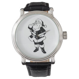 Zwart & Wit Kerstmis Kerstman Horloge