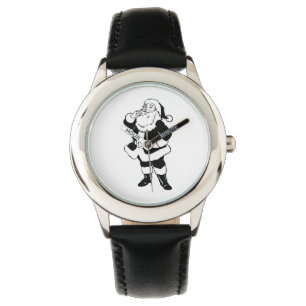 Zwart & Wit Kerstmis Kerstman Horloge
