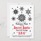 zwart-wit Kerstmis Santa Sneeuwvlok Kaart (Voorkant)