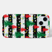 Zwart Wit Kerstmis Sneeuw Strepen Rood Groen Bomen Case-Mate iPhone Case (Achterkant (horizontaal))