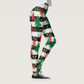 Zwart Wit Kerstmis Sneeuw Strepen Rood Groen Bomen Leggings (Rechts)
