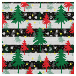 Zwart Wit Kerstmis Sneeuw Strepen Rood Groen Bomen Stof