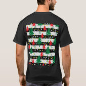 Zwart Wit Kerstmis Sneeuw Strepen Rood Groen Bomen T-shirt (Achterkant)