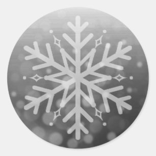 Zwart-wit Kerstmis Sneeuwvlok Ronde Sticker