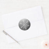 Zwart-wit Kerstmis Sneeuwvlok Ronde Sticker (Envelop)