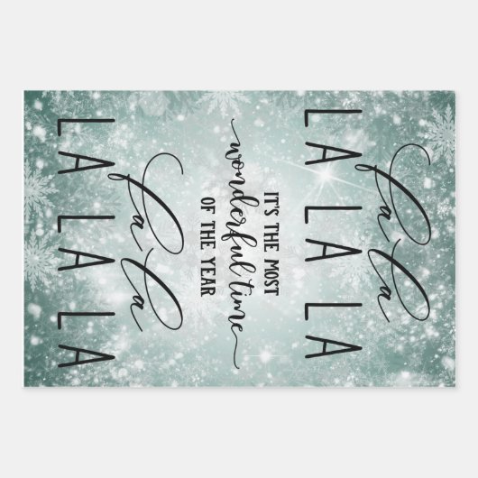 Zwart, wit, Kerstmis, Snowflake, Vakantiekst, Gift Inpakpapier Vel (Voorkant 3)