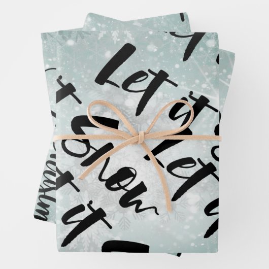 Zwart, wit, Kerstmis, Snowflake, Vakantiekst, Gift Inpakpapier Vel (In situ)