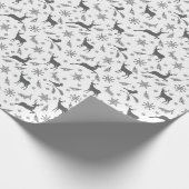 Zwart-wit Kerstmispatronen Verpakkend document Cadeaupapier (Hoek)