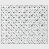 Zwart-wit Kerstmispatronen Verpakkend document Cadeaupapier (Vlak)