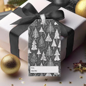 Zwart Wit Kerstmispatroon#6 ID1009 Cadeaulabel
