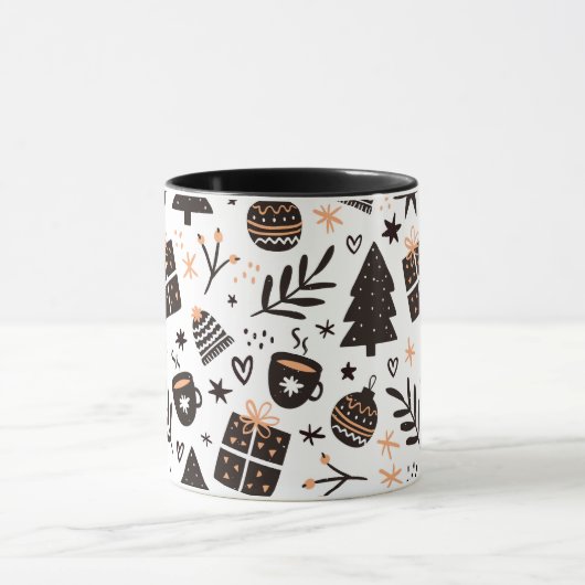 Zwart-wit Kerstmispatroon, Mok (Midden)