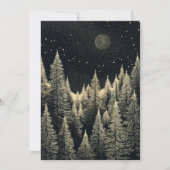 Zwart-wit Kerstnacht Forest Moon Trees Feestdagenkaart (Voorkant)
