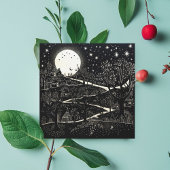 Zwart Wit Kerstnacht Illustratie Abstract Feestdagenkaart