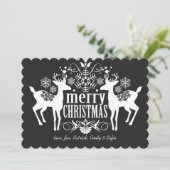 Zwart-wit kerstontwerp feestdagenkaart (Staand voorkant)