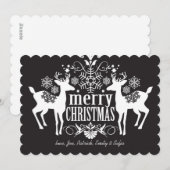 Zwart-wit kerstontwerp feestdagenkaart (Voorkant / Achterkant)