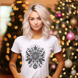 Zwart-wit kerstontwerp t-shirt