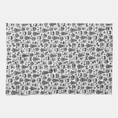 Zwart-wit kerstontwerp theedoek (Horizontaal)