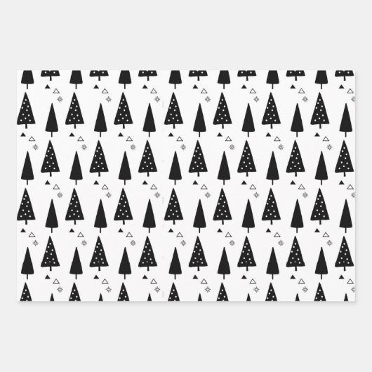 Zwart-wit kerstpapier inpakpapier vel (Voorkant 2)