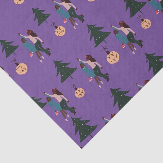 Zwart-wit kerstpapier voor meisjes tissuepapier (Detail)